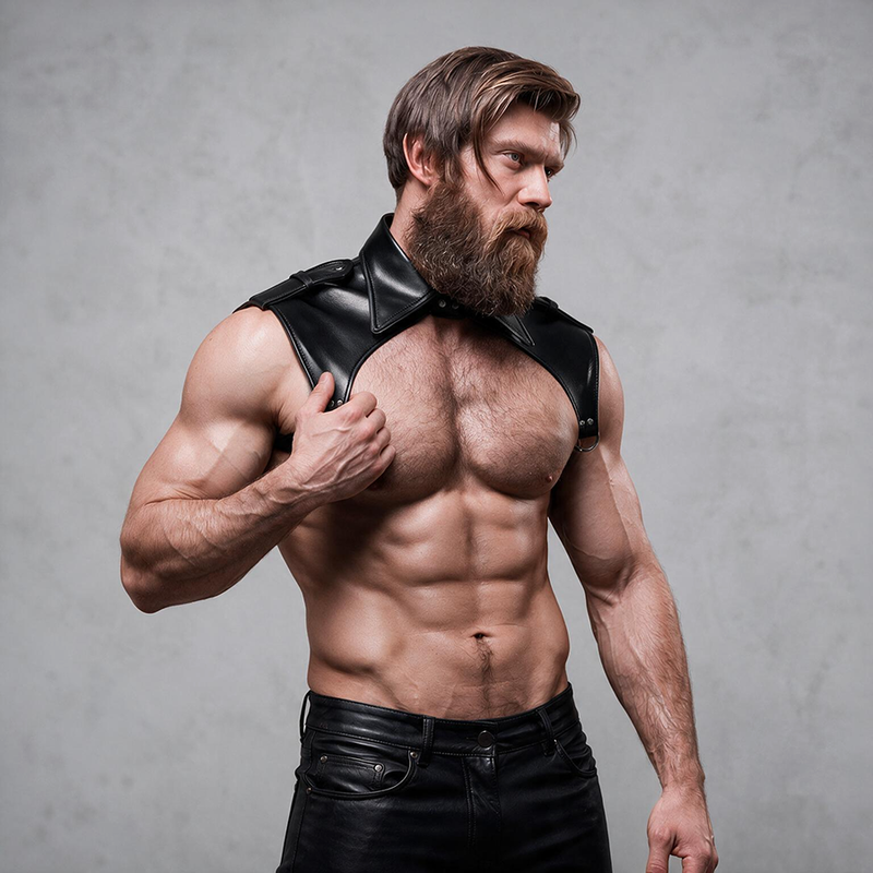 FETISH SUBMISSIVE ATTITUDE HARNAIS DE COU REGLABLE EN ECO CUIR POUR HOMMES BRIGADE