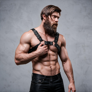 FETISH SUBMISSIVE ATTITUDE HARNAIS DE POITRINE REGLABLE EN CUIR ECOLOGIQUE POUR HOMMES BULLDOG