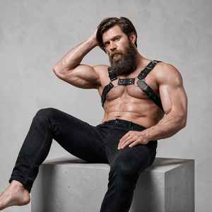 FETISH SUBMISSIVE ATTITUDE HARNAIS DE POITRINE REGLABLE EN CUIR ECOLOGIQUE POUR HOMMES BULLDOG