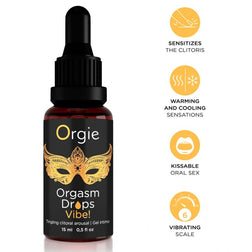 Flacon compte-gouttes Orgasm Drops Vibe ORGIE 15 ml et ses effets