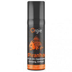 Flacon noir et orange de la crème Piranha ORGIE