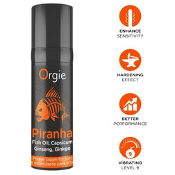 Crème Piranha ORGIE 15 ml avec pictogrammes de présentation