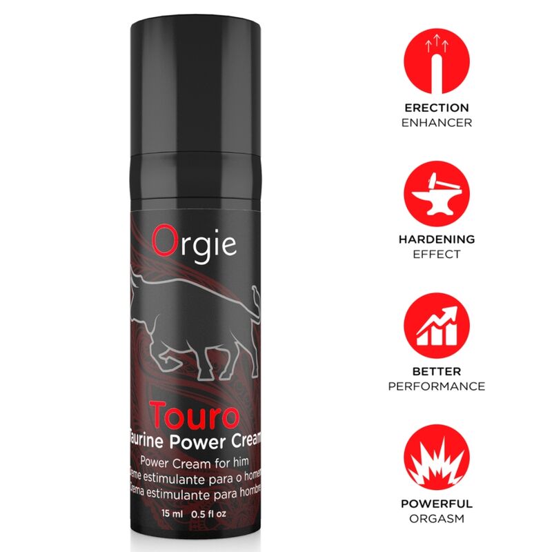 Crème Touro ORGIE 15 ml avec pictogrammes de présentation