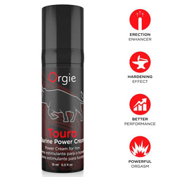 Crème Touro ORGIE 15 ml avec pictogrammes de présentation