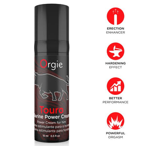 Crème Touro ORGIE 15 ml avec pictogrammes de présentation
