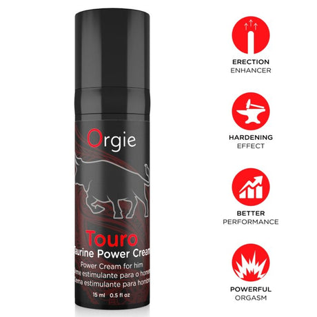 Crème Touro ORGIE 15 ml avec pictogrammes de présentation