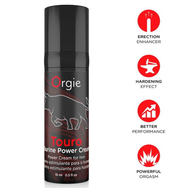 Crème Touro ORGIE 15 ml avec pictogrammes de présentation