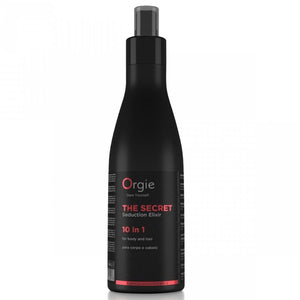 Flacon spray noir de la lotion The Secret corps et cheveux ORGIE