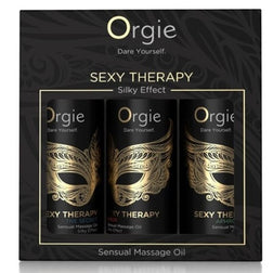 Coffret noir et doré ORGIE Sexy Therapy avec les huiles The Secret, Amor et Aphrodisiac