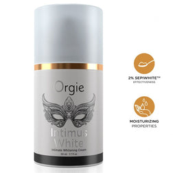 Flacon airless Orgie Intimus White 50 ml avec pictogrammes Sepiwhite 2 % et hydratation