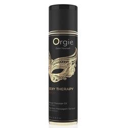 Flacon de 200 ml Sexy Therapy The Secret ORGIE avec étiquette noire et masque doré