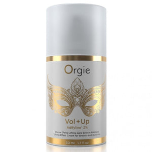 Flacon airless blanc et doré de crème Orgie Vol+Up
