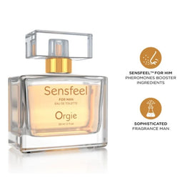 Flacon en verre Sensfeel for Man 50 ml avec capuchon transparent et pictogrammes