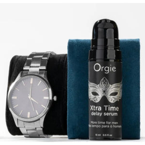 Sérum Xtra Time ORGIE présenté à côté d’une montre