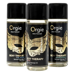Trois flacons de 30 ml Sexy Therapy ORGIE, avec Amor devant The Secret et Aphrodisiac