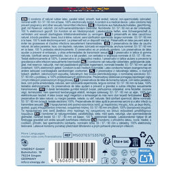 Dos de la boîte Mister Size 53 / 57 / 60 mm avec les informations produit et le code-barres.