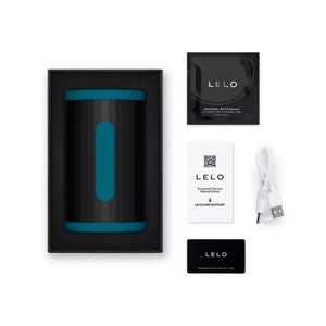 LELO F2S Double Sonic turquoise dans son coffret, avec câble USB et documents fournis