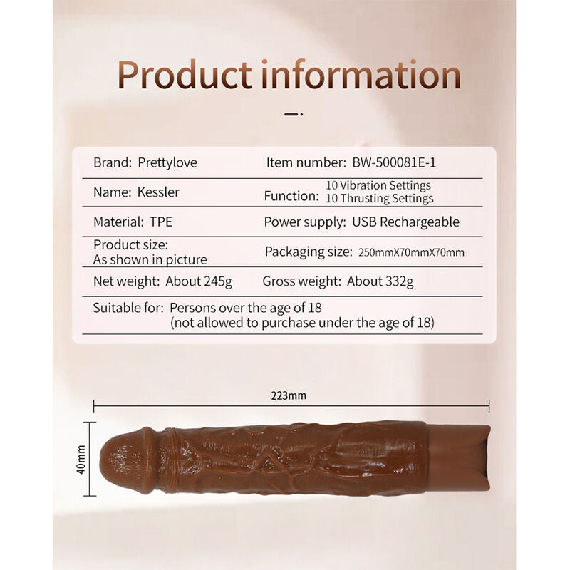 Illustrated technical sheet for the brown Kessler: TPE, dimensions and net weight of 245 g