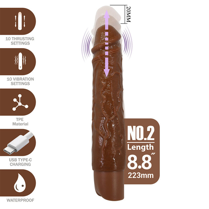 Brown Kessler: view of the vibrator and pictograms of vibrations, thrusting and USB-C charging