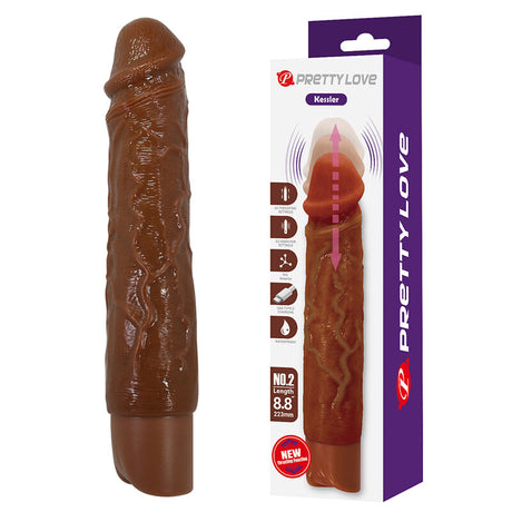 Brown Kessler vibrator presented next to its Pretty Love box