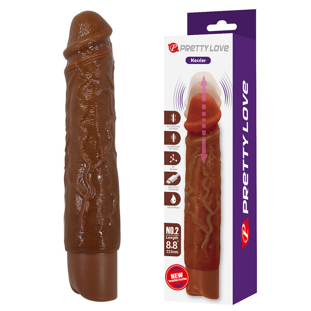 Brown Kessler vibrator presented next to its Pretty Love box