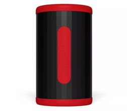 LELO F2S Double Sonic rouge vu de face, avec bande de commandes sur le boîtier noir