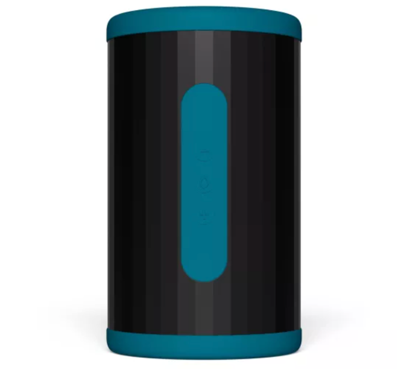 LELO F2S Double Sonic turquoise vu de face, avec bande de commandes sur le boîtier noir