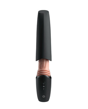 Capuchon noir recouvrant partiellement la tige du Thrusting Cock Pro pour le rangement