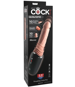 Boîte du King Cock Plus Thrusting Cock Pro, modèle clair 14 cm avec va-et-vient, vibrations et chauffage