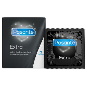 PASANTE EXTRA, PRESERVATIVOS EXTRAGRUESOS CON LUBRICACIÓN ADICIONAL, 3 UNIDADES