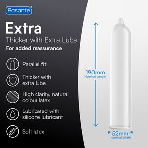 PASANTE EXTRA PRESERVATIFS EXTRA EPAIS AVEC LUBRIFICATION SUPPLEMENTAIRE 12 UNITES