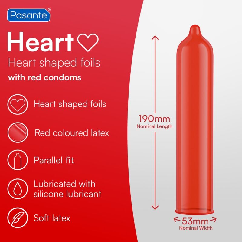 PASANTE PRESERVATIVI FORMA CUORE ROSSO SACCHETTO 144 PEZZI
