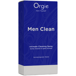 Étui bleu Men Clean Orgie portant la mention testé dermatologiquement