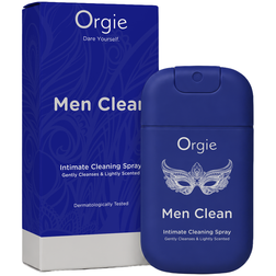 Spray Men Clean bleu présenté devant son étui assorti