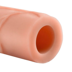 Mega 3 penis sleeve in flesh-coloured TPE for intimate pleasure.