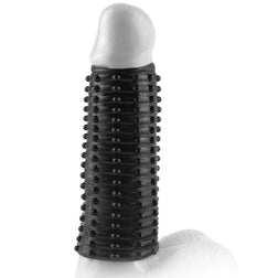 Gaine pénis modèle Magic Pleasure Sleeve en TPR noir 13.9 cm pour le plaisir intime.