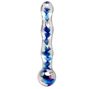 Gode verre spirales bleues soufflé main 18 cm — N.8 · Icicles · Godes sans vibration