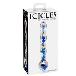 Gode verre spirales bleues soufflé main 18 cm — N.8