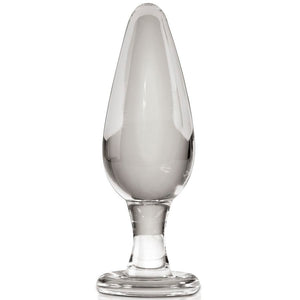 Plug anal verre soufflé main forme goutte 10 cm — vue de profil