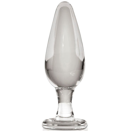 Plug anal verre soufflé main forme goutte 10 cm — vue de profil