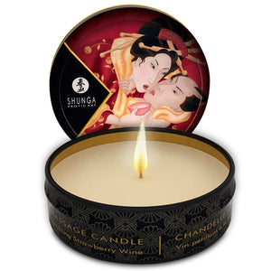 SHUNGA MINI CARESSE AUX CHANDELLES FRAISES ET BOUGIE DE MASSAGE CAVA 30 ML