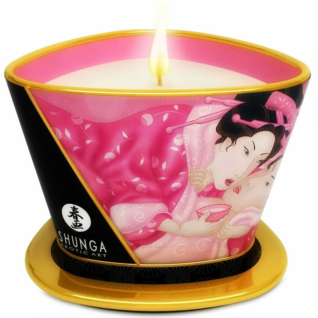 SHUNGA MINI CARESSE A LA CHANDELLE BOUGIE DE MASSAGE ROSES APHRODISIAQUES 170 ML