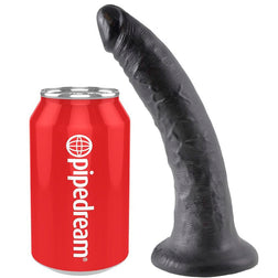 Realistic black dildo model 17.8 cm with suction cup in black PVC 17.8 cm for intimate pleasure.