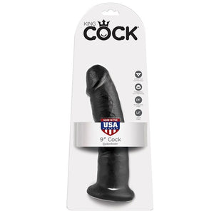 Gode réaliste noir 23 cm avec ventouse — vue de profil