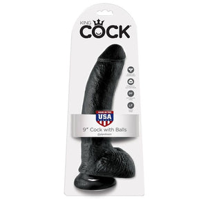 KING COCK 9 GODE NOIR AVEC BOULES 229 CM