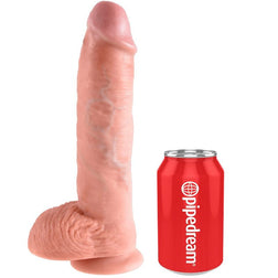 Geäderter realistischer Dildo mit Hoden und Saugnapf, 26,5 cm (26.5 cm), aus hautfarbenem PVC für intime Lust.