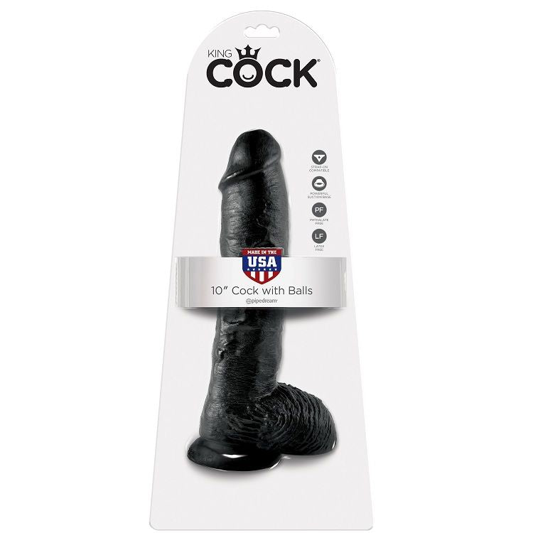 KING COCK 10 GODE NOIR AVEC BOULES 254 CM