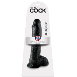 KING COCK 10 BLACK DILDO WITH BALLS 25.4 CM