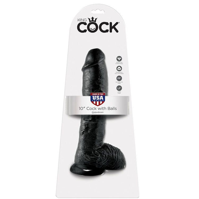 KING COCK 10 GODE NOIR AVEC BOULES 254 CM