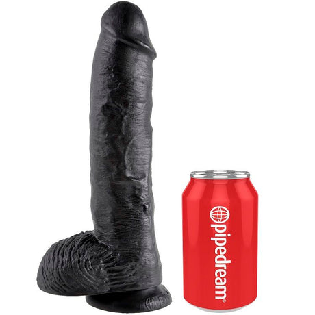 Gode réaliste modèle noir XL 25 cm avec couilles en PVC noir 25.4 cm pour le plaisir intime.